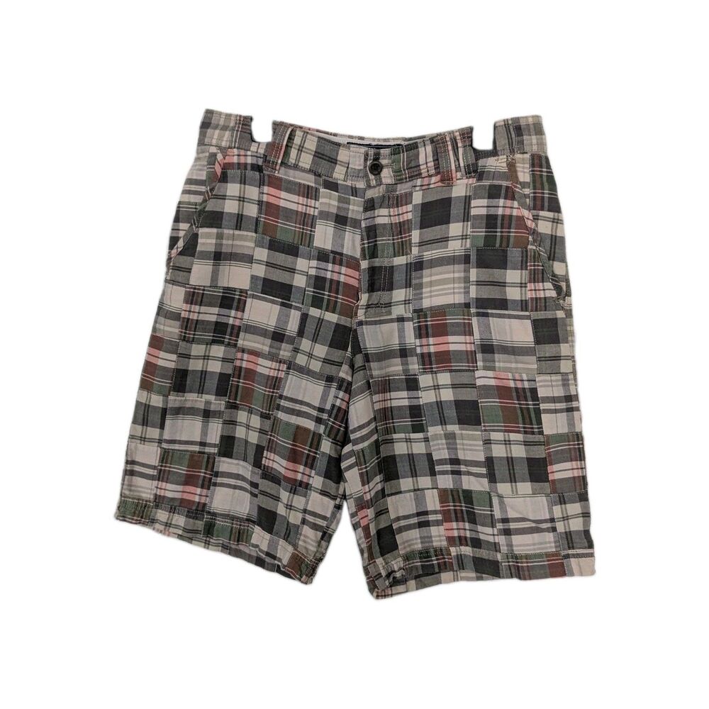IZOD Mens 33 Patchwork Madras Plaid Shorts 100% Cotton Preppy 11" Inseam